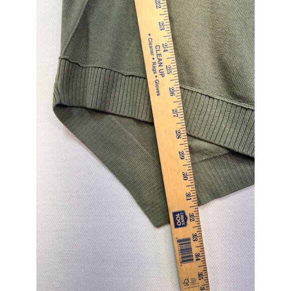 Chicos Womens Asymmetrical Hem Knit Sweater Size 1 Olive Green - Picture 4 of 9